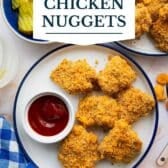 Baked chicken nuggets with a text title overlay.
