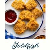 Baked chicken nuggets with a text title at the bottom.