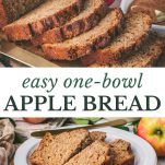 Long collage image of apple bread