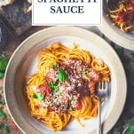 The best spaghetti sauce recipe with text title overlay