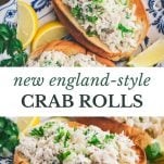 Long collage image of crab roll recipe
