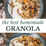 Long collage image of homemade granola