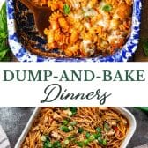 Long collage image of dump and bake recipes.