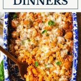 Easy dinner recipes with text title box at top.