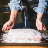 Coated pork loin roast in flour