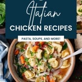 Text overlay on image of Italian recipes with chicken