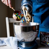 Adding M&Ms to a stand mixer