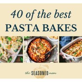 Horizontal collage of pasta bake recipes