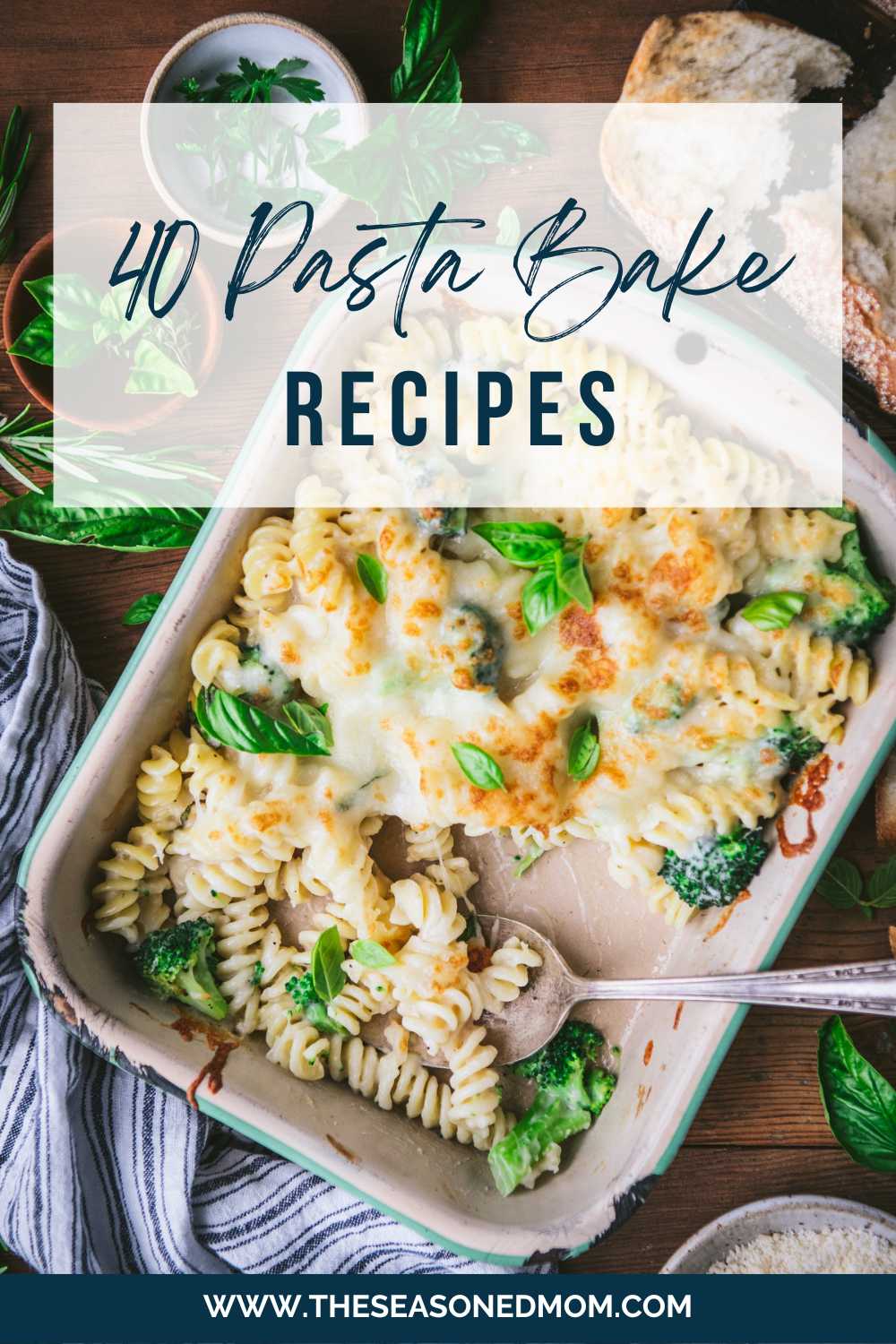 Baked pasta recipes collage with text overlay