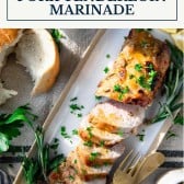 Pork loin marinade with text title box at top