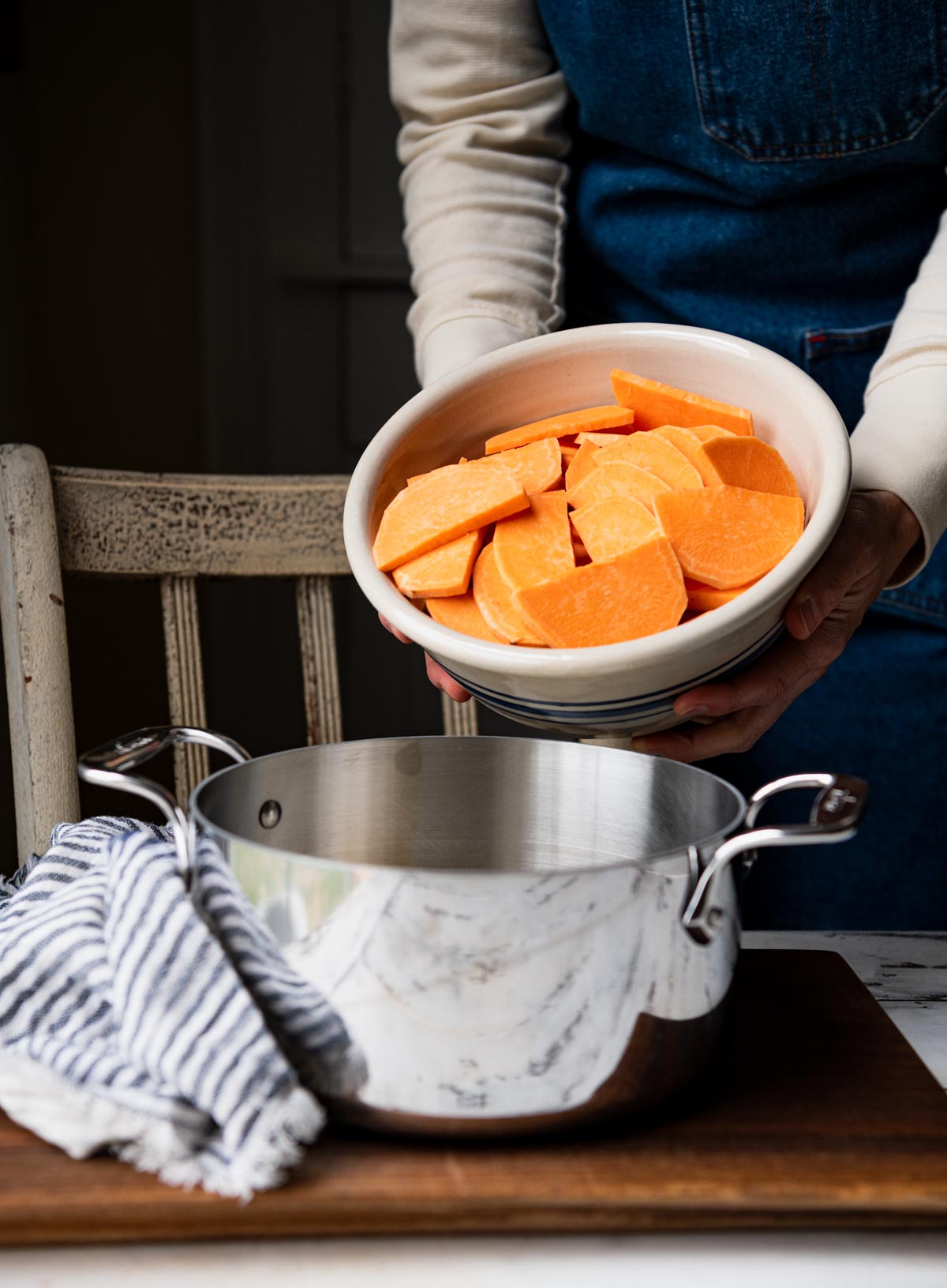 Cooking sweet potatoes for a casserole