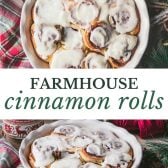 Long collage image of homemade cinnamon rolls