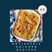 Square collage of recipes with rotisserie chicken