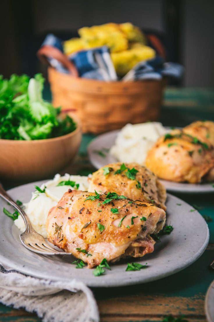 Roasted Chicken Thighs with Garlic & Herbs The Seasoned Mom