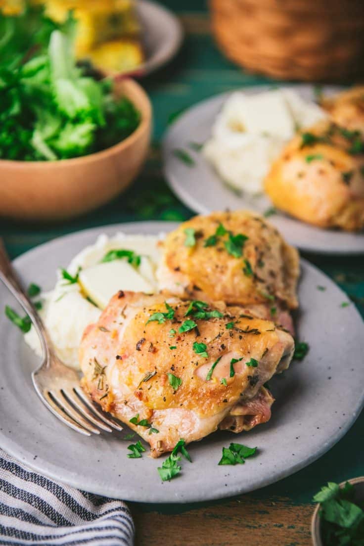 Roasted Chicken Thighs with Garlic & Herbs The Seasoned Mom