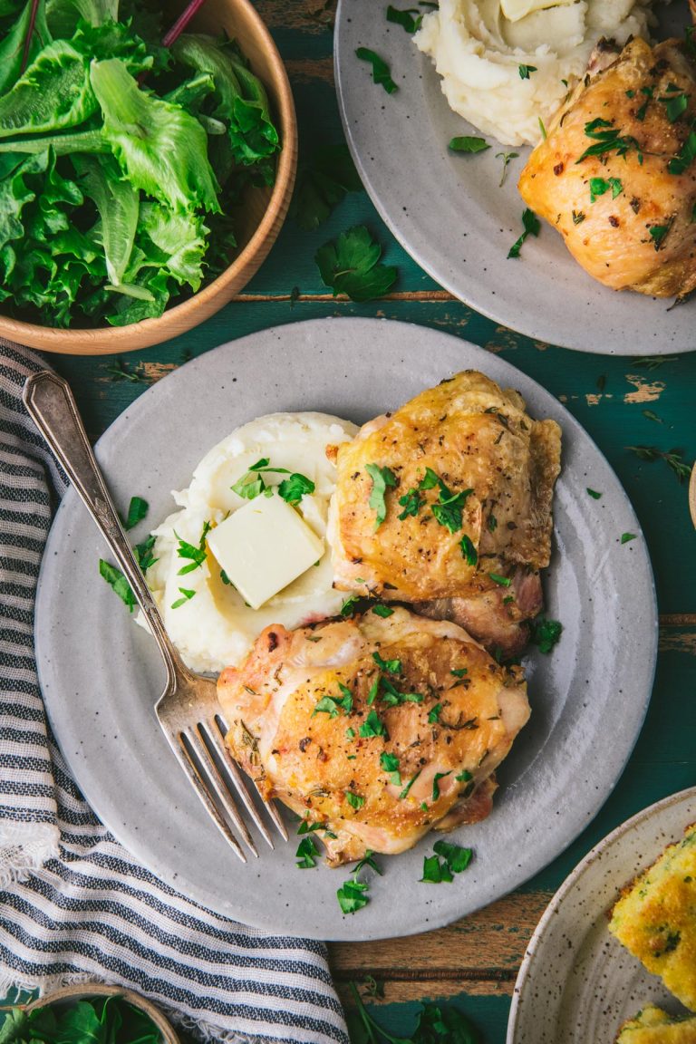 Roasted Chicken Thighs with Garlic & Herbs The Seasoned Mom