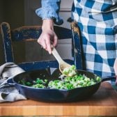 Sauteing vegetables in a cast iron skillet