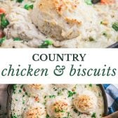 Long collage image of chicken and biscuits