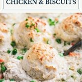 Chicken and biscuits with text title box at top