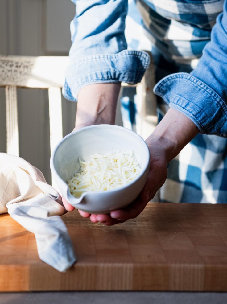 Bowl of mozzarella cheese