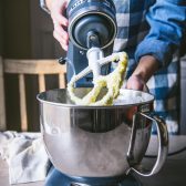 Mixing batter in stand mixer