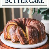 Kentucky butter cake with text title box at top