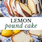 Long collage image of lemon pound cake