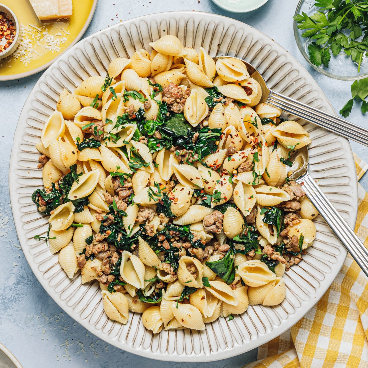 Pasta with Sausage and Spinach