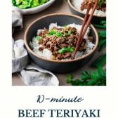 Ground beef teriyaki recipe with text title at the bottom.