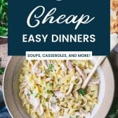 Cheap easy dinner ideas collage with text title box on top