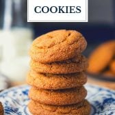 Stack of soft ginger molasses cookies with text title overlay.