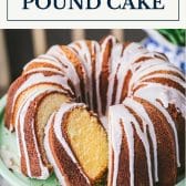 Sliced 7up pound cake with text title box at the top