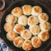 Cast iron skillet of angel biscuits.