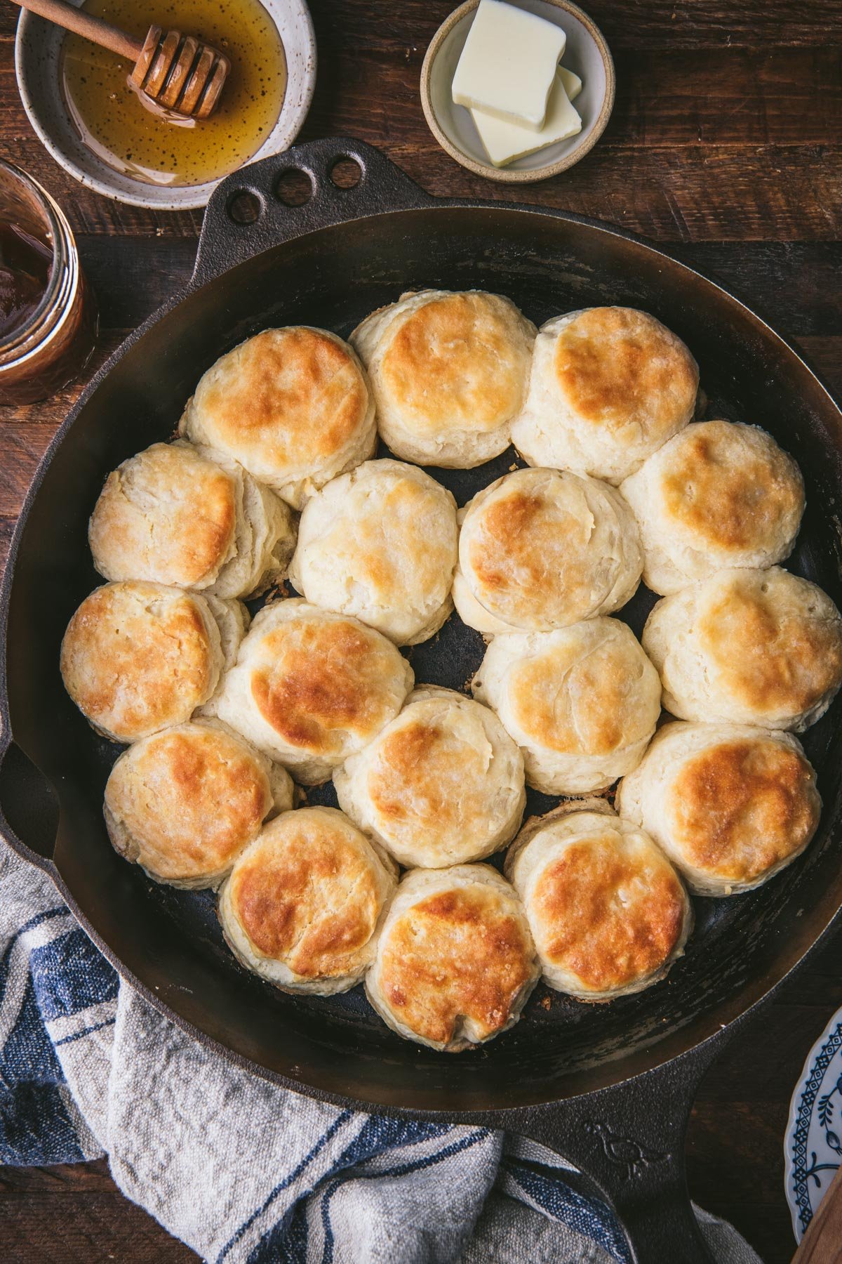 Cast iron skillet of angel biscuits.