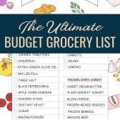 The ultimate budget grocery list pinnable image with text