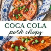 Long collage image of coca cola pork chops.