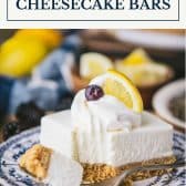 Easy lemon bars with graham cracker crust with text title box at top.