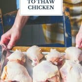 How to thaw chicken pinterest image with text title overlay