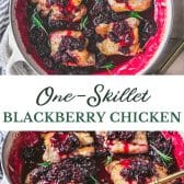 Long collage image of blackberry chicken.