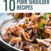 Braised pork shoulder with text title overlay