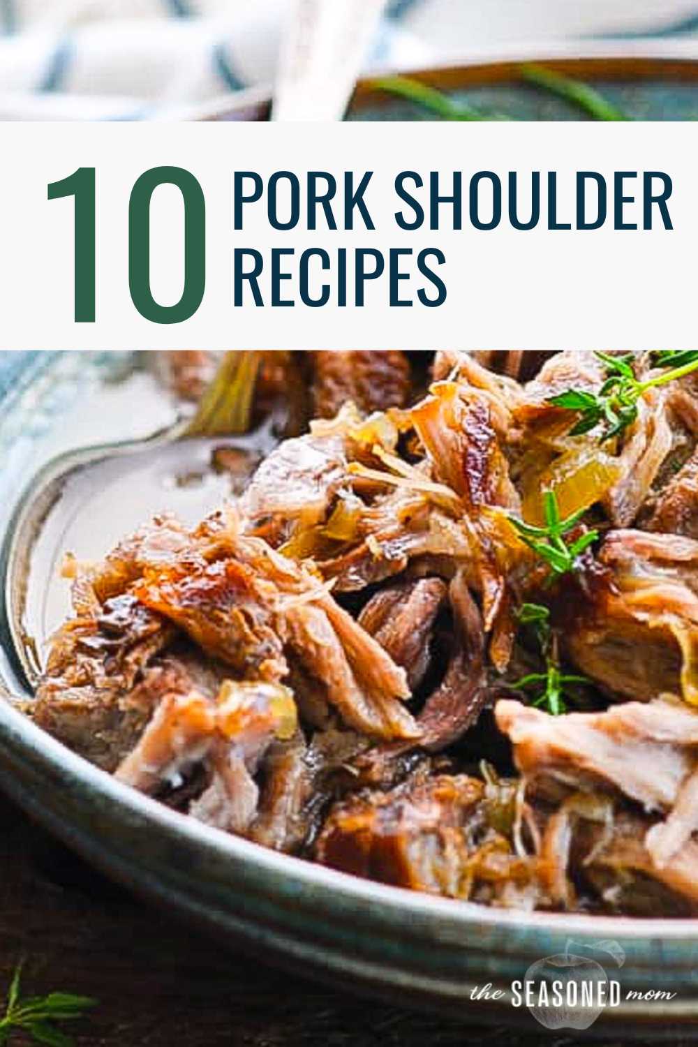 Braised pork shoulder with text title overlay