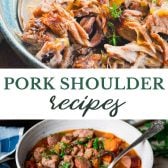 Long collage image of the best pork shoulder recipes