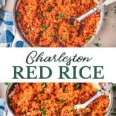 Long collage image of southern red rice recipe