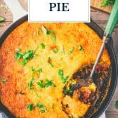 Tamale pie with text title overlay