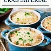 Crab imperial with text title box at top.