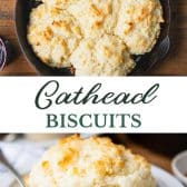 Long collage image of cathead biscuits.