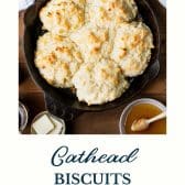 Cathead biscuits with text title at the bottom.