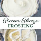Long collage image of easy cream cheese frosting recipe.