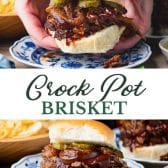 Long collage image of crock pot brisket.
