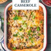 Crescent roll ground beef casserole with text title overlay.